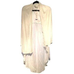Willah Womens Reaping Rapture Cardigan Hi/Lo Open Front White Light Weight Size